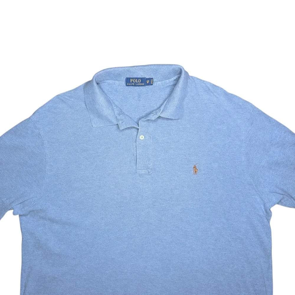 Polo Ralph Lauren Men's 1XB 100% Cotton Blue Short Sleeve Polo Shirt Brown Pony‎
